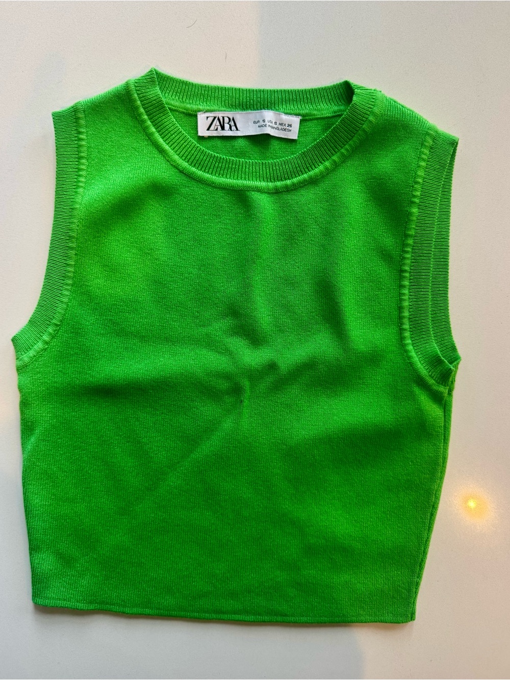 Zara Kids Neon Green Sleeveless Knit Tank